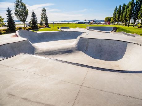 Skateboarding park at the ocean shore